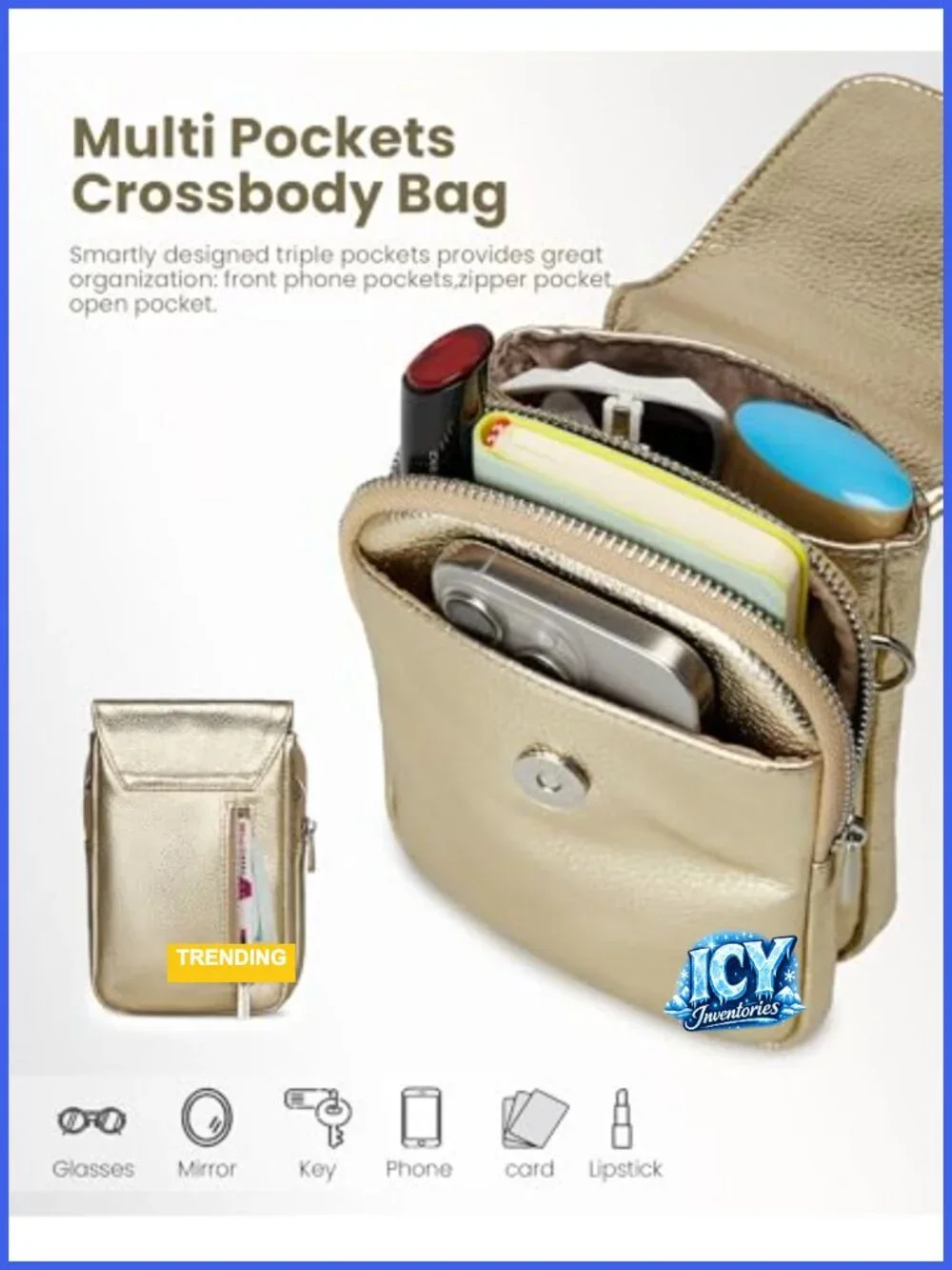 Genuine Leather Crossbody Bag for Women with RFID Blocking Phone Pocket